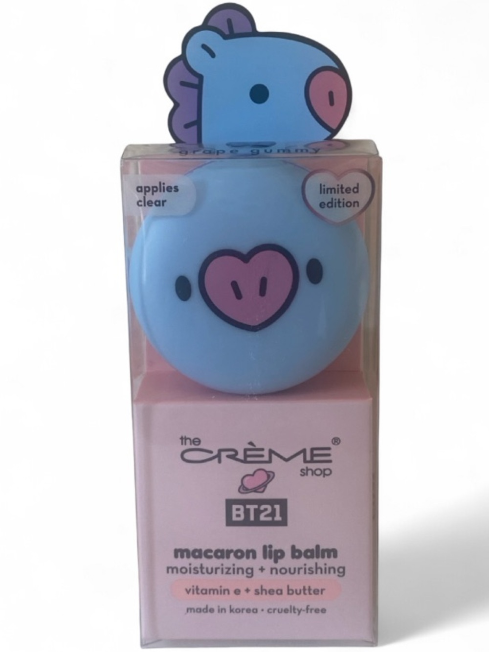 The Crème Shop BT21 Macaron Lip Balm Grape Gummy: Clear - Limited Edition